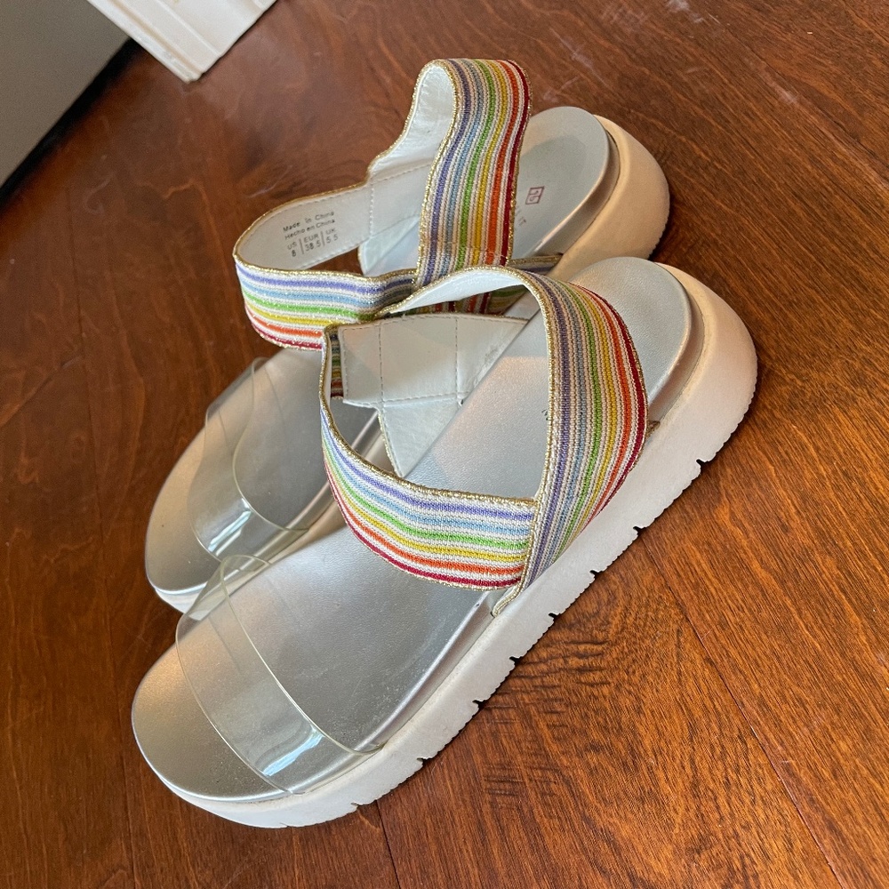 Rainbow Sandal Slides Sz. 8 Made in CA